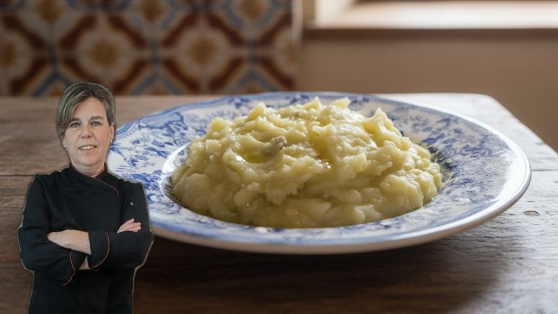 Ajo de patatas con habichuelas, receta de Manoli García