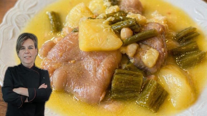 Ajoaceite de pata de cerdo, receta de Manoli García