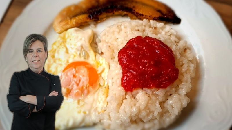 Arroz a la cubana, receta de Manoli García