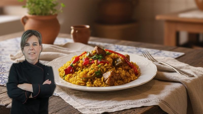Arroz con cabezón y judías verdes, receta de Manoli García