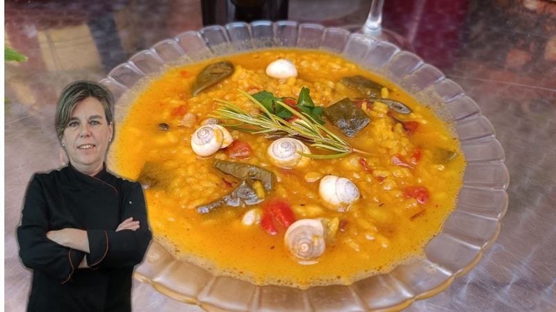 Arroz con caracoles, receta de Manoli García