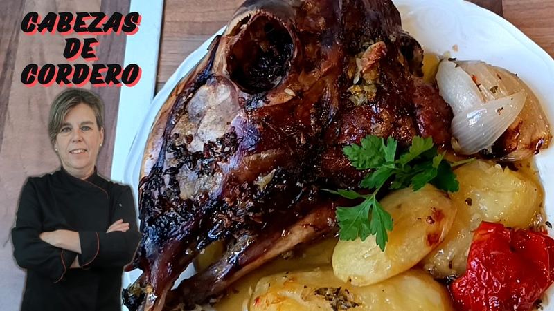 Cabeza de cordero asada, receta de Manoli García