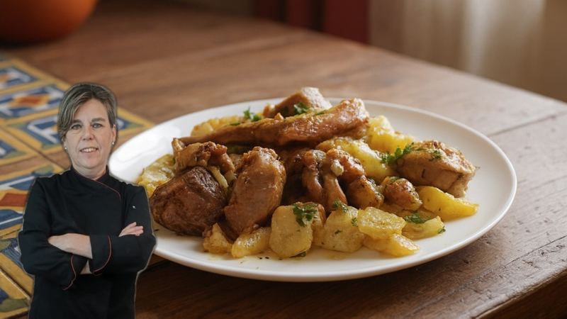 Conejo frito con patatas al ajo cabañil, receta de Manoli García