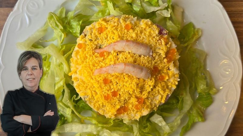 Ensaladilla de gambas, receta de Manoli García
