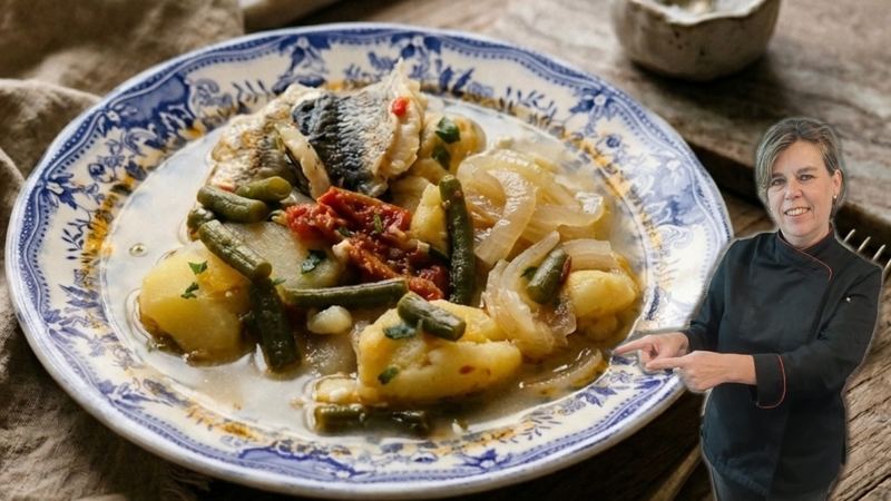 Hervido de merluza, receta de Manoli García