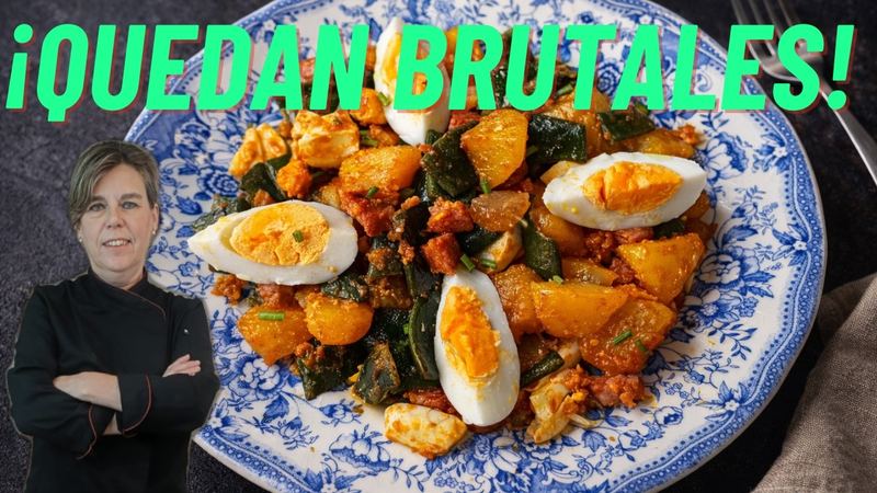 Judías verdes con patatas, jamón y huevo, receta de Manoli García