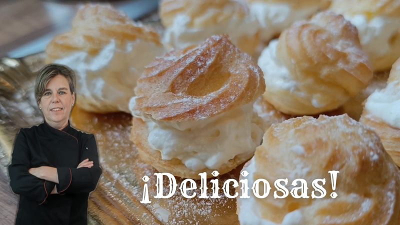 Lionesas rellenas de nata, receta de Manoli García