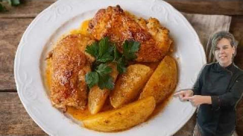 Muslos de pollo al horno crujientes, receta de Manoli García
