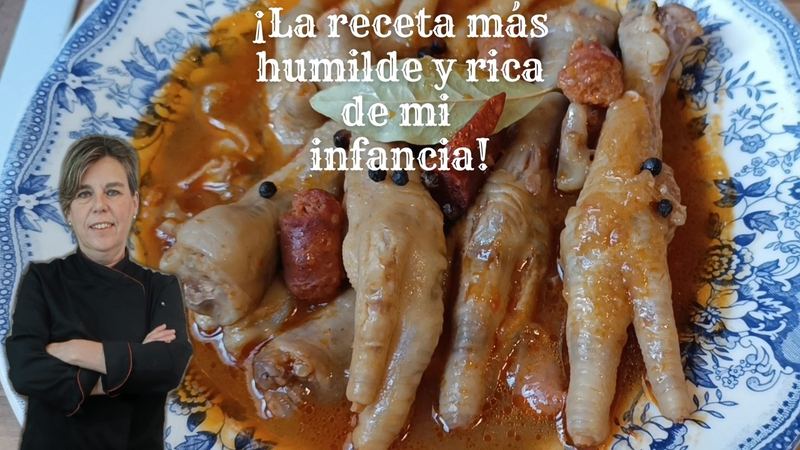 Patas de pollo en salsa, receta de Manoli García