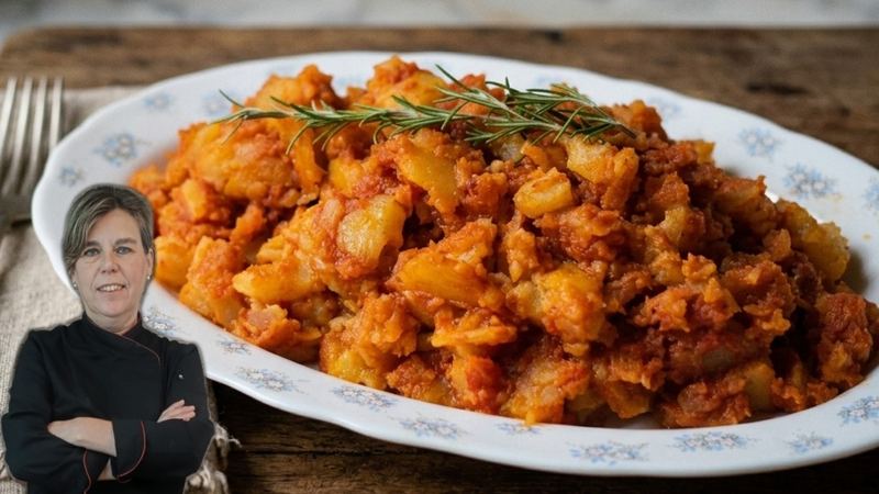 Patatas con tomate, receta de Manoli García