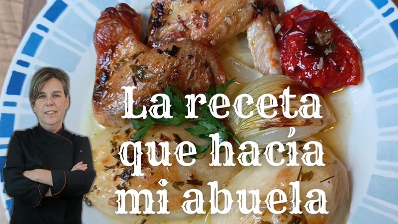Pollo al horno con patatas, receta de Manoli García