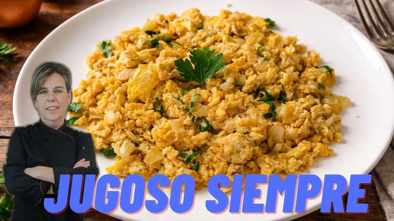 Revuelto de bacalao con patata, receta de Manoli García