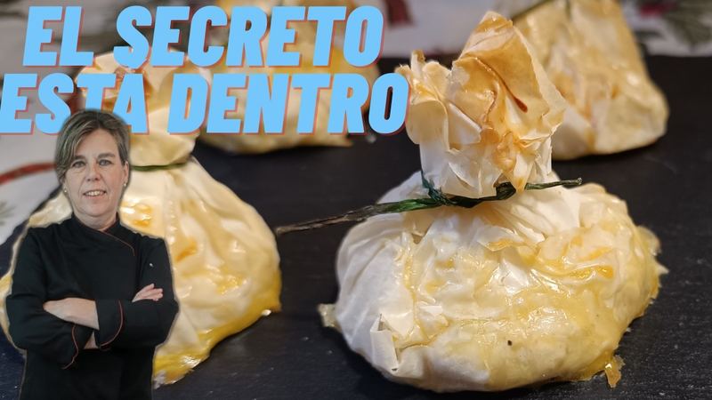 Saquitos de gambas, receta de Manoli García