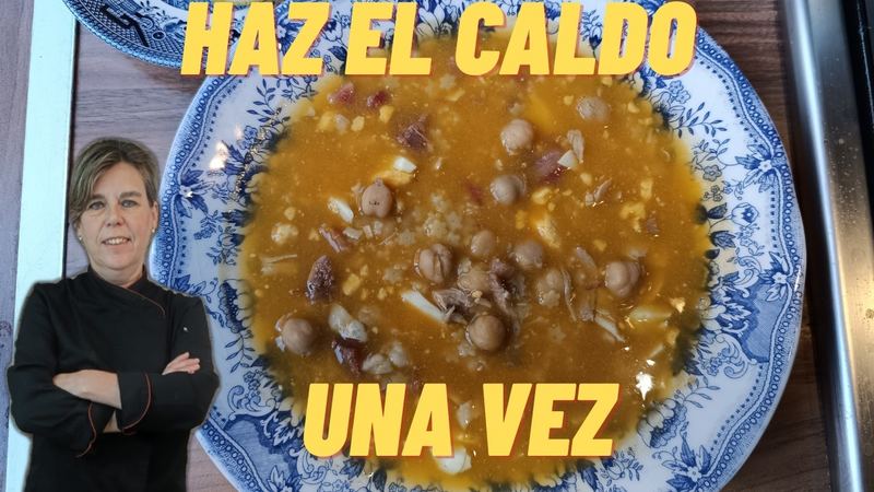 Sopa de estrellitas con caldo casero, receta de Manoli García